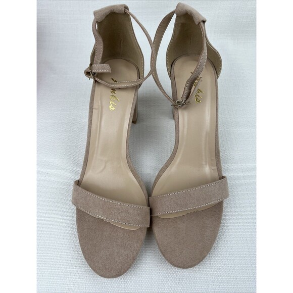 Ankis‎ Women’s Open Toe Ankle Ng Sandal Nude Numeric 9 Suede Chunky Heel New! - Picture 7 of 10